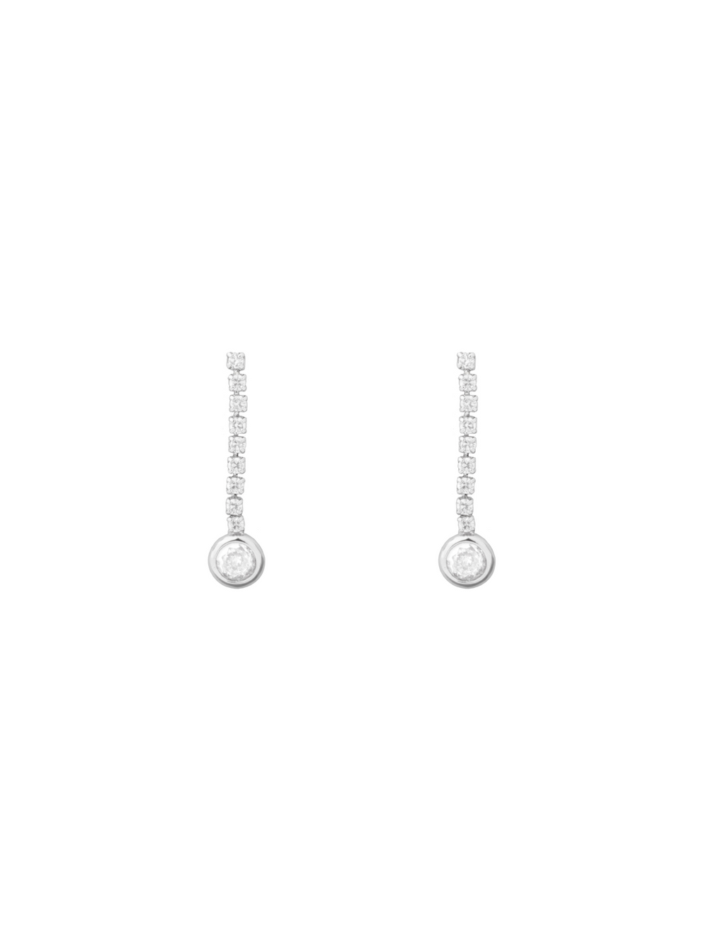 Par Arete Plateado Tira Con Zirconias