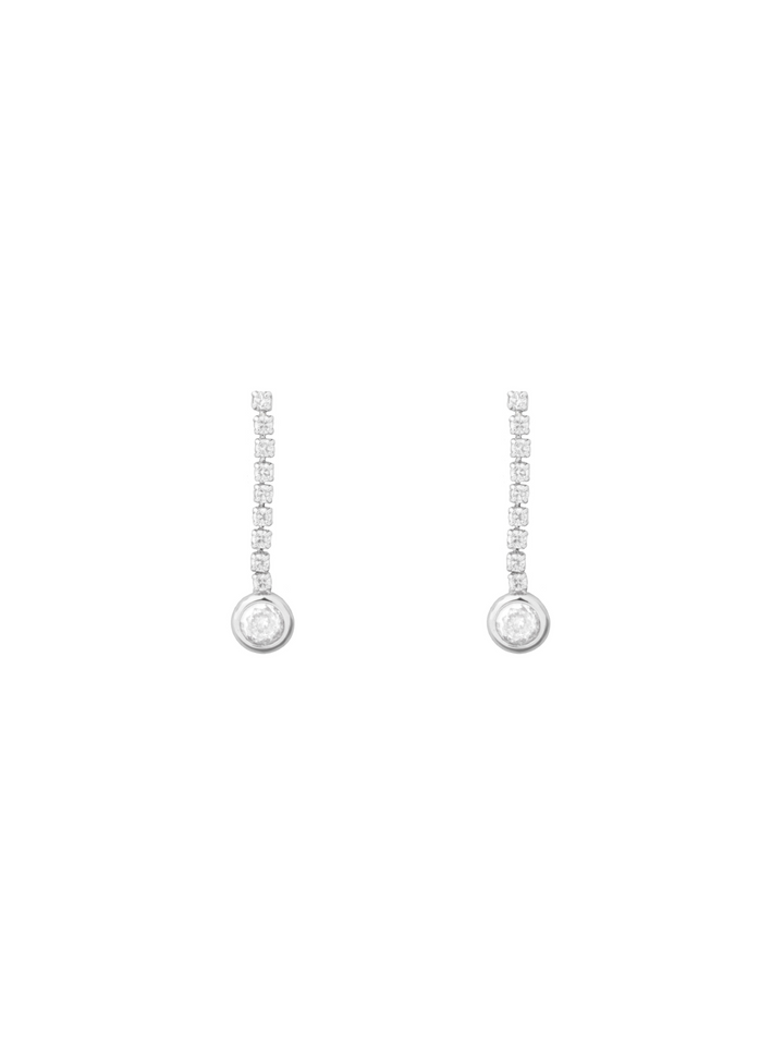 Par Arete Plateado Tira Con Zirconias