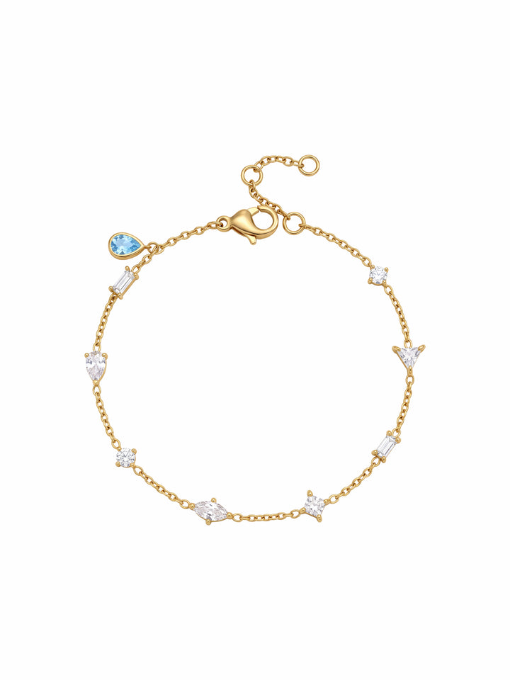 Pulsera Zirconias Cortes Mixtos Y Gota Azul