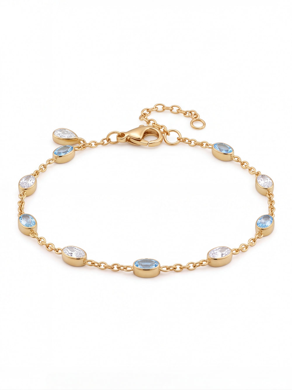 Pulsera Con Zirconias Ovaladas Azules