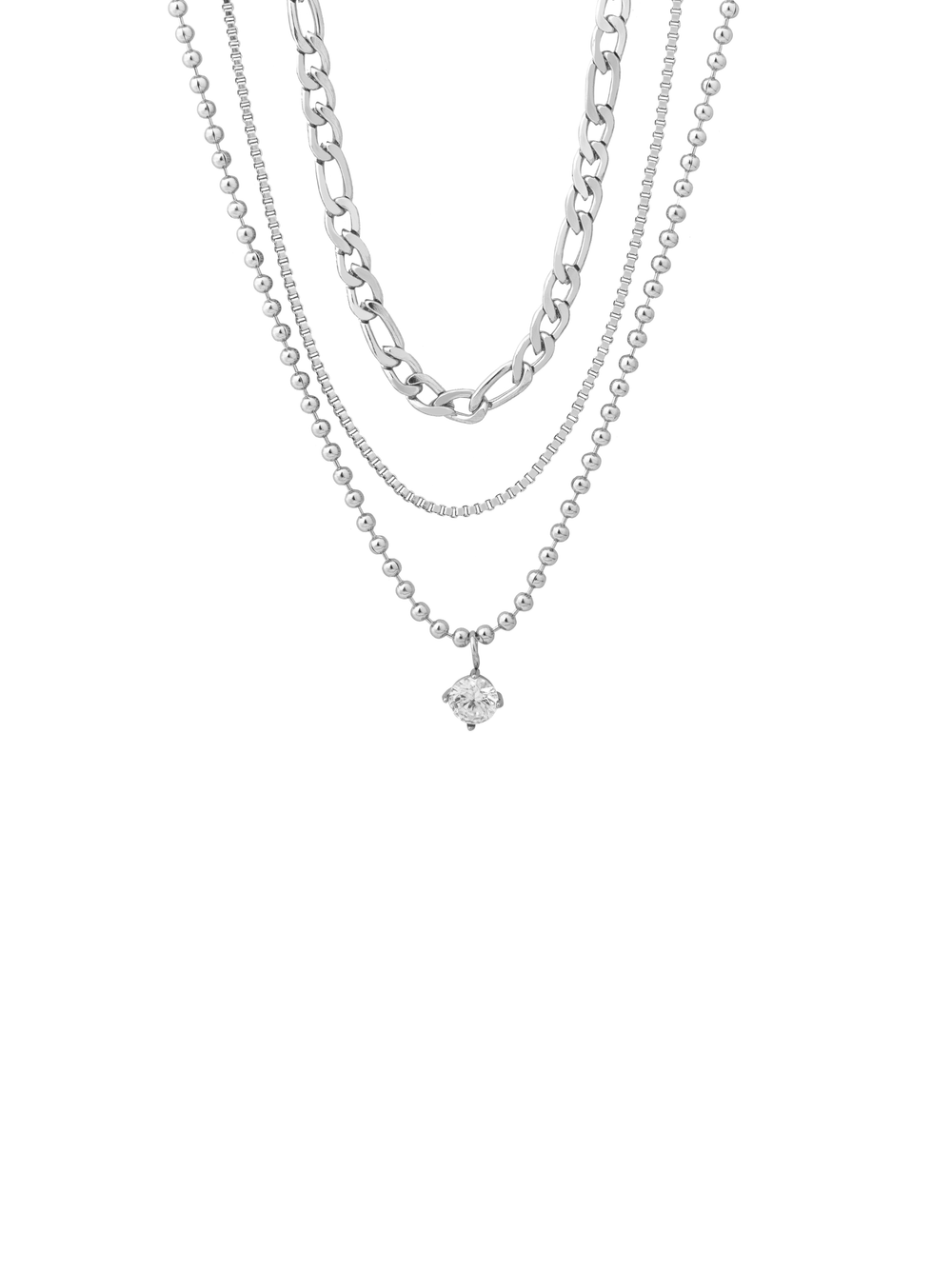 Collar Triple Con Dije Zirconia