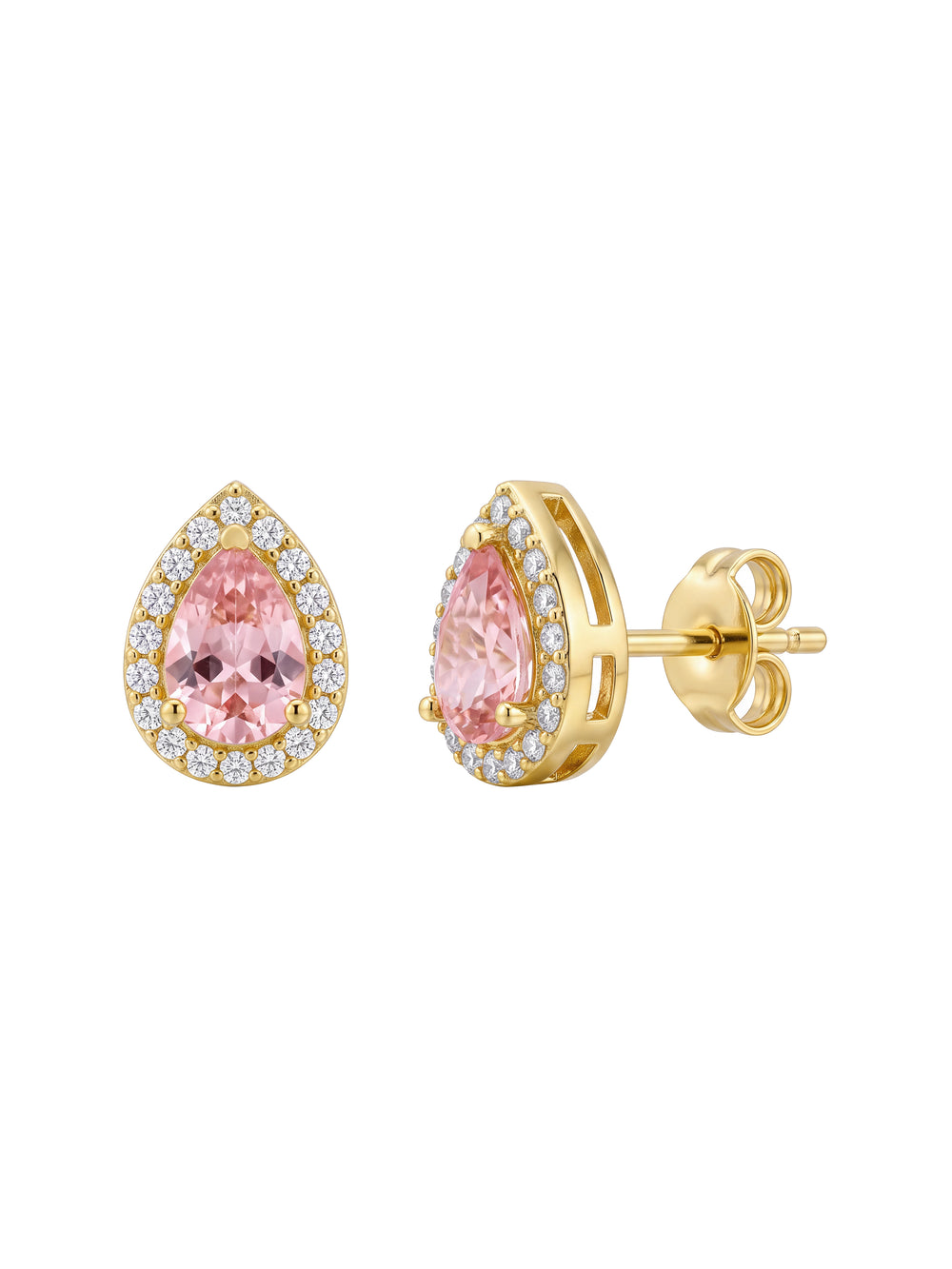 Par Arete Mini Gota Rosa Zirconias