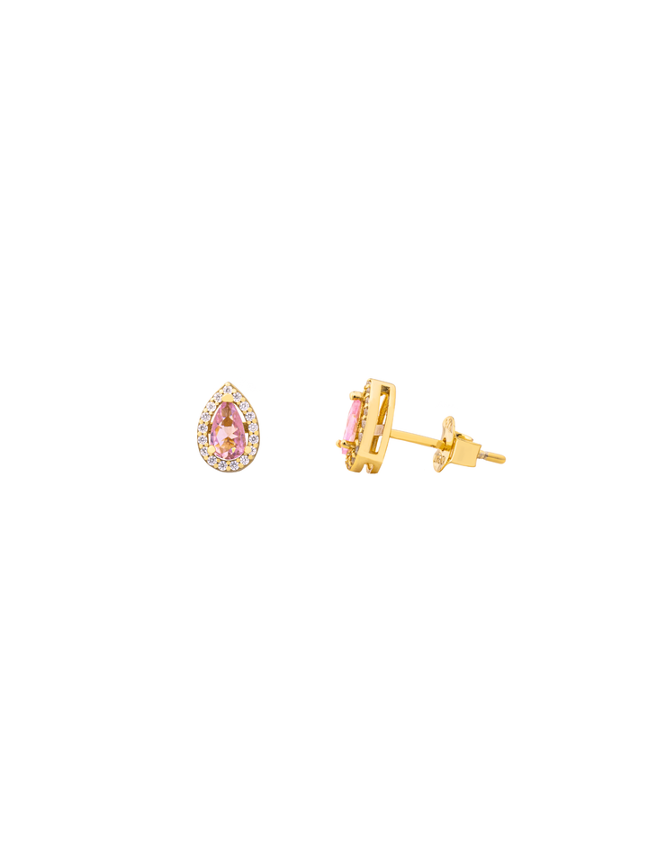 Par Arete Mini Gota Rosa Zirconias