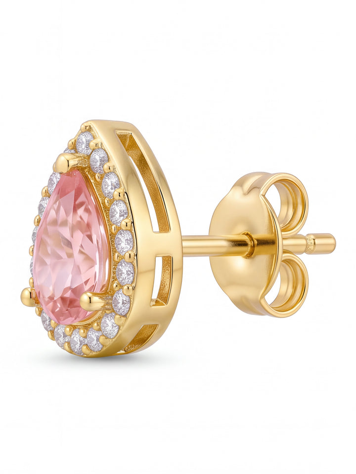 Par Arete Mini Gota Rosa Zirconias