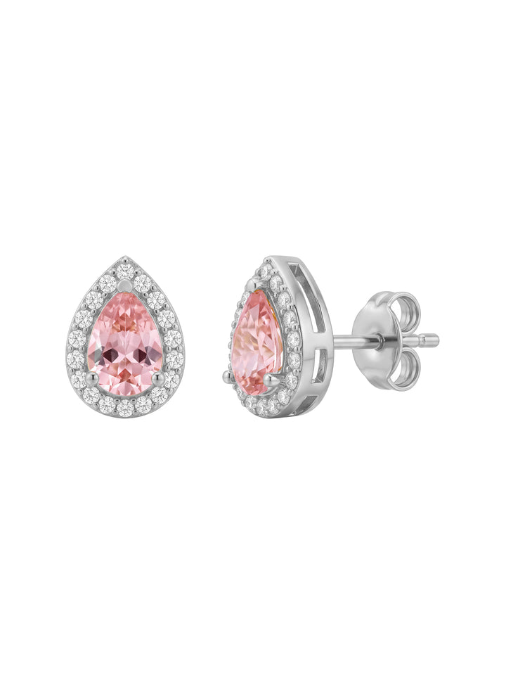 Par Arete Mini Gota Rosa Zirconias