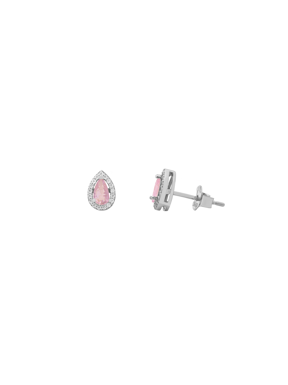 Par Arete Mini Gota Rosa Zirconias