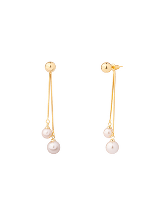 Par Arete Bolita Doble Tira Con Perla