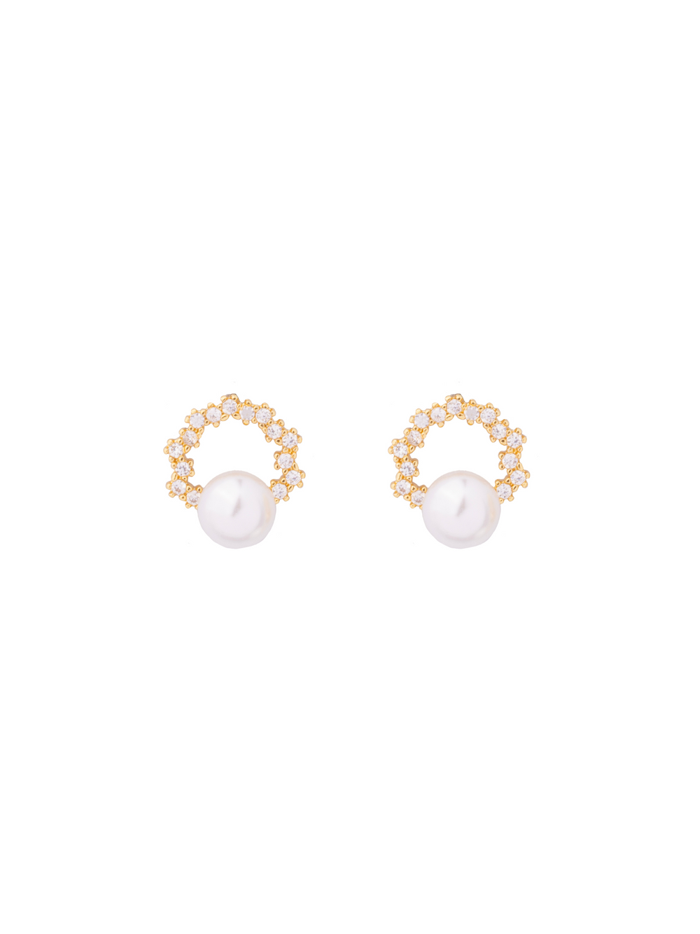 Par Arete Semi Circulo Zirconias y Perla