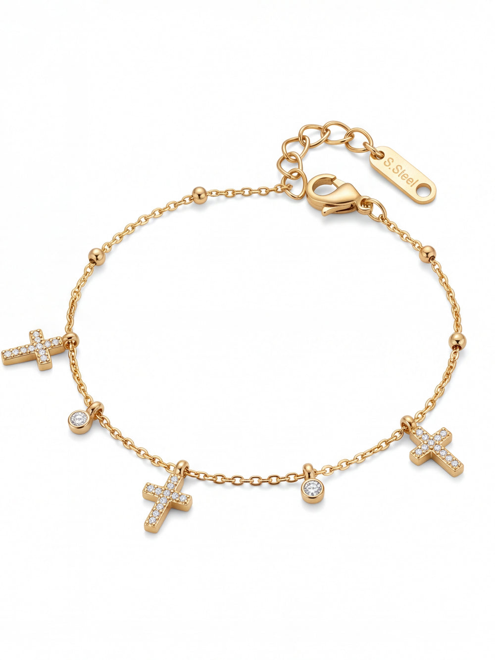 Pulsera Con Cruces y Zirconias
