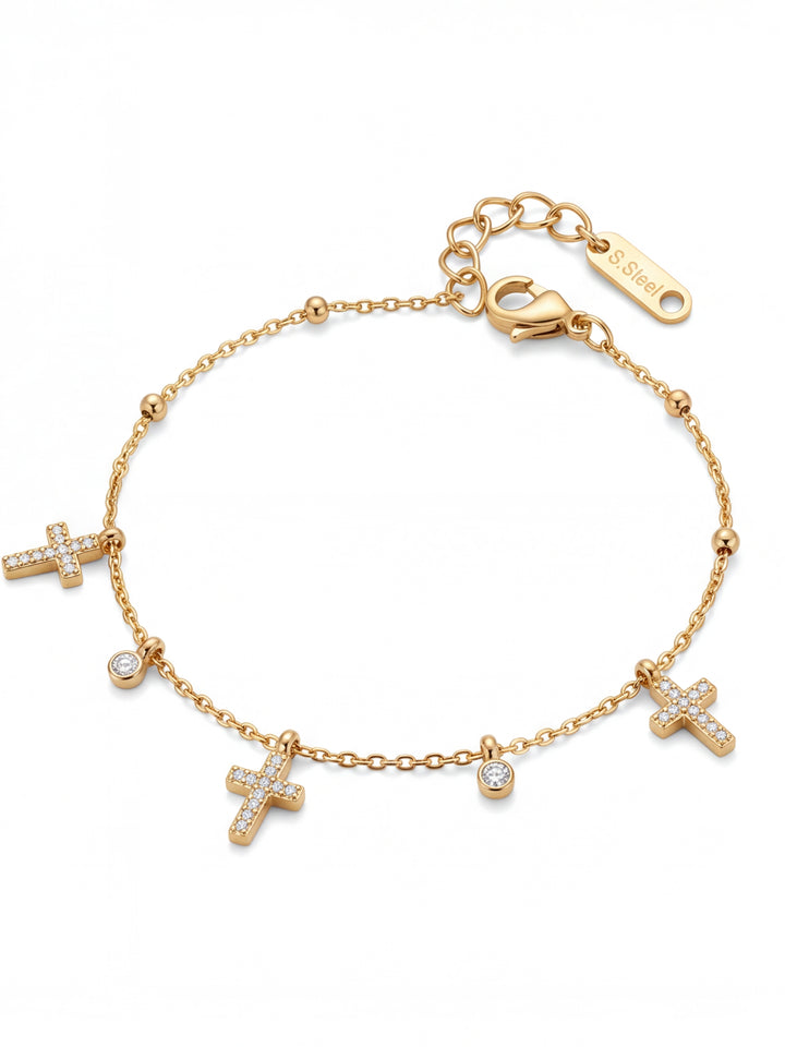 Pulsera Con Cruces y Zirconias