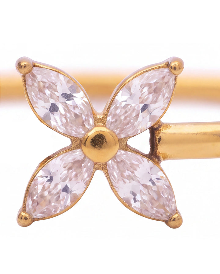 Brazalete Abierto Doble Flor Zirconia