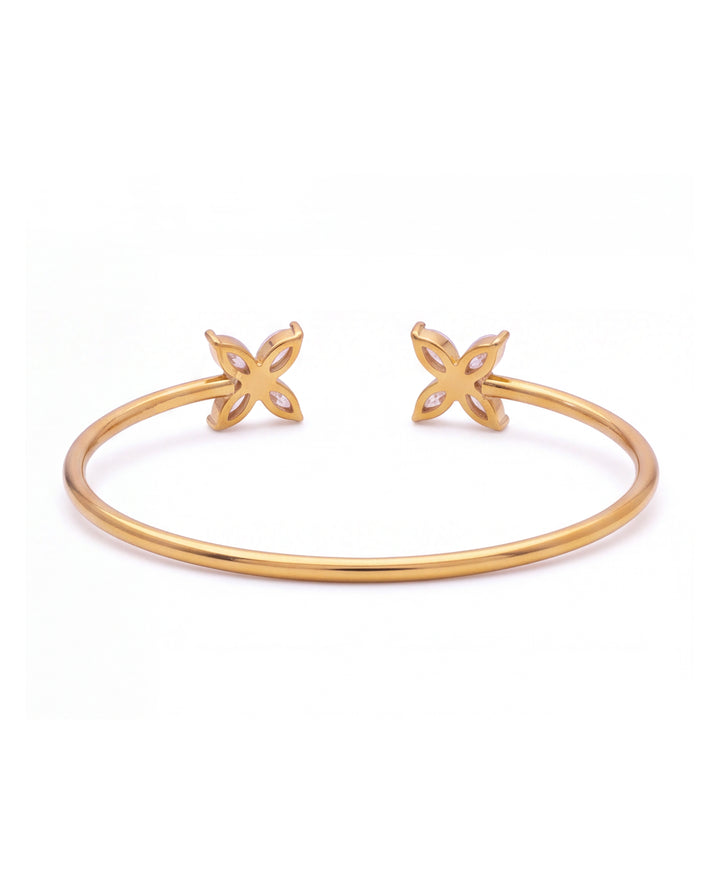 Brazalete Abierto Doble Flor Zirconia