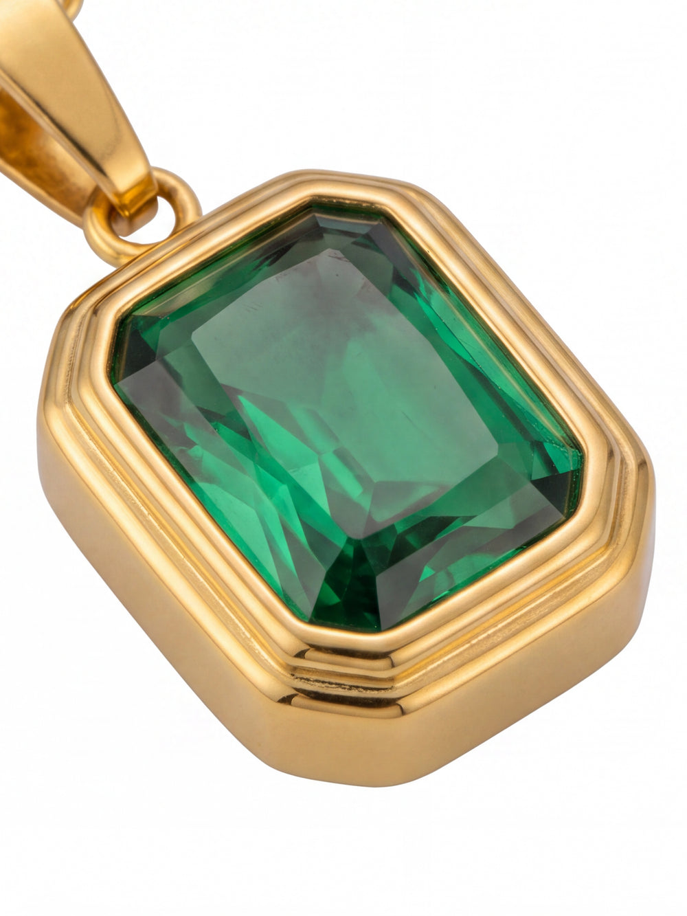 Collar Eslabones Dije Rectangular Verde