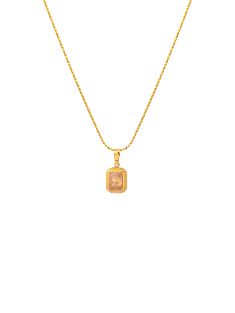Collar Delgado Dije Rectangular Zirconia