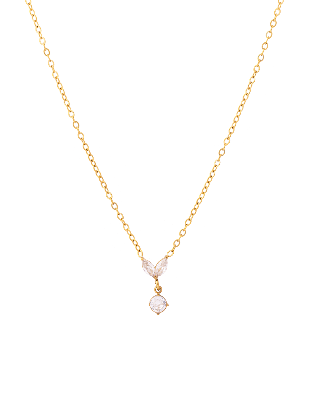 Collar Hojas Marquesa Con Zirconia Colgante