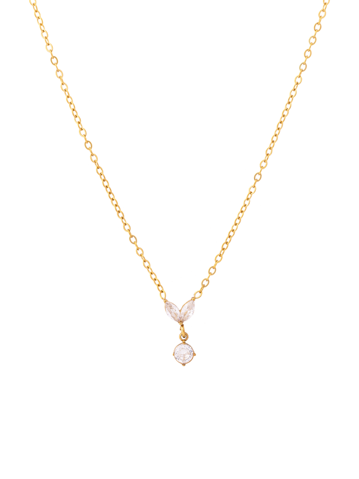 Collar Hojas Marquesa Con Zirconia Colgante