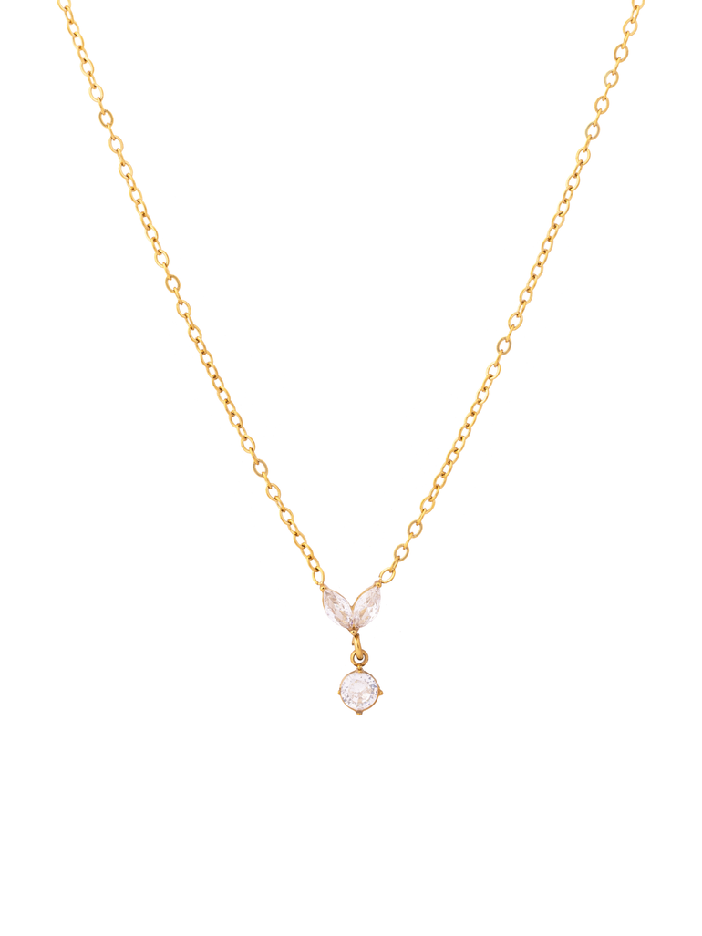 Collar Hojas Marquesa Con Zirconia Colgante
