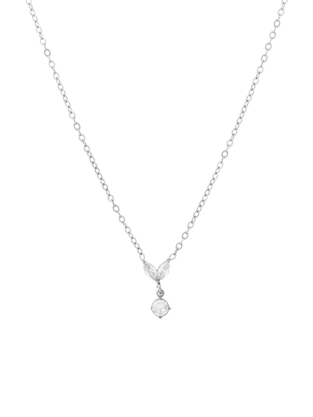 Collar Hojas Marquesa Con Zirconia Colgante