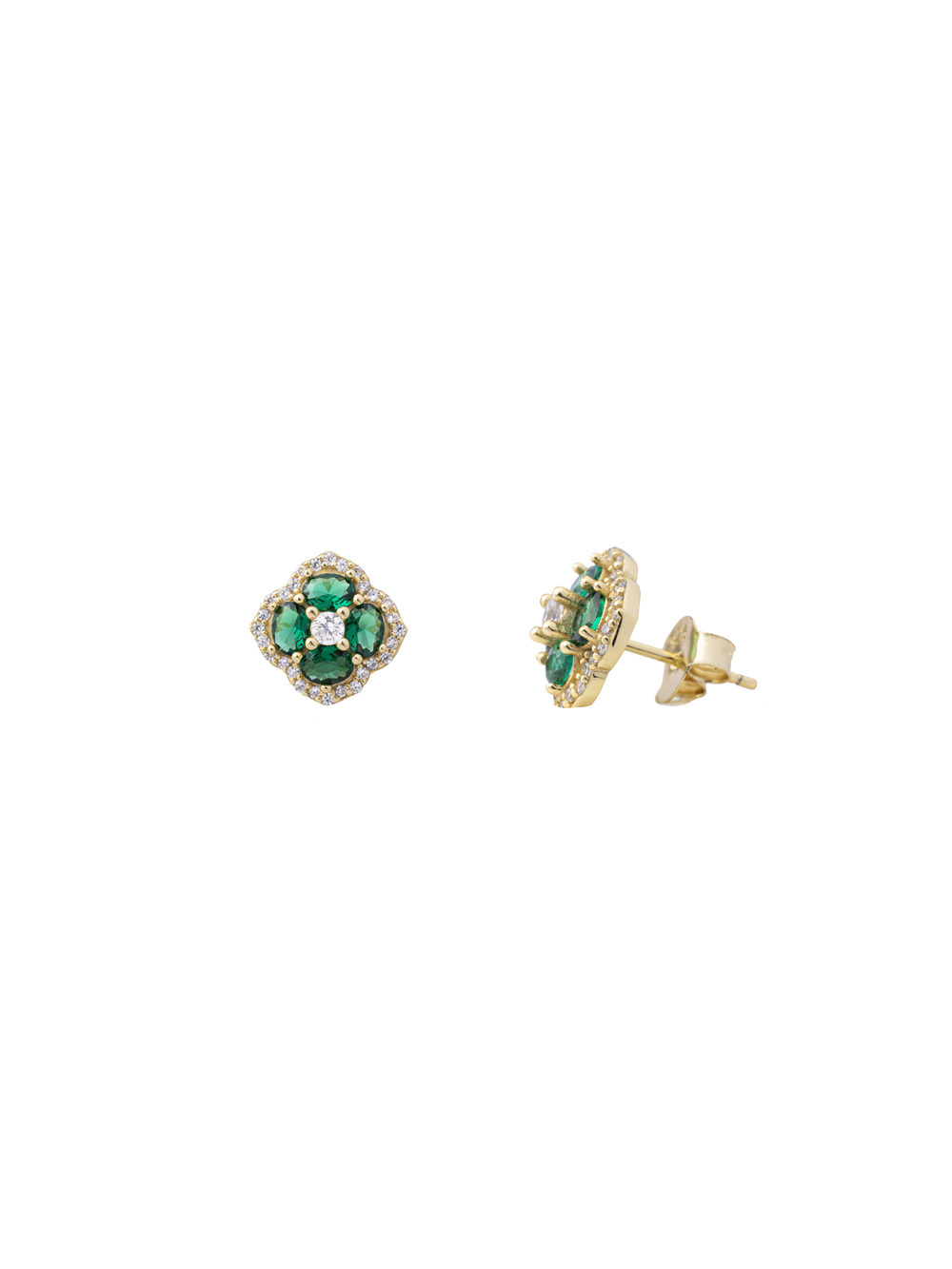 Par Arete Flor Cuatro Petalos Con Halo