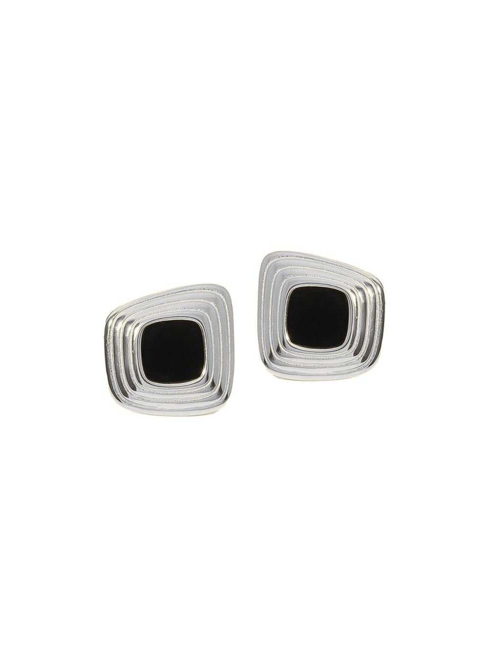 Par Arete Rectangular Con Lineas Centro Negro