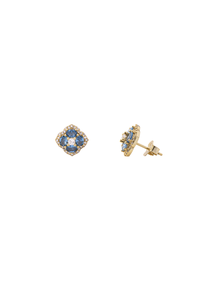 Par Arete Flor Cuatro Petalos Con Halo