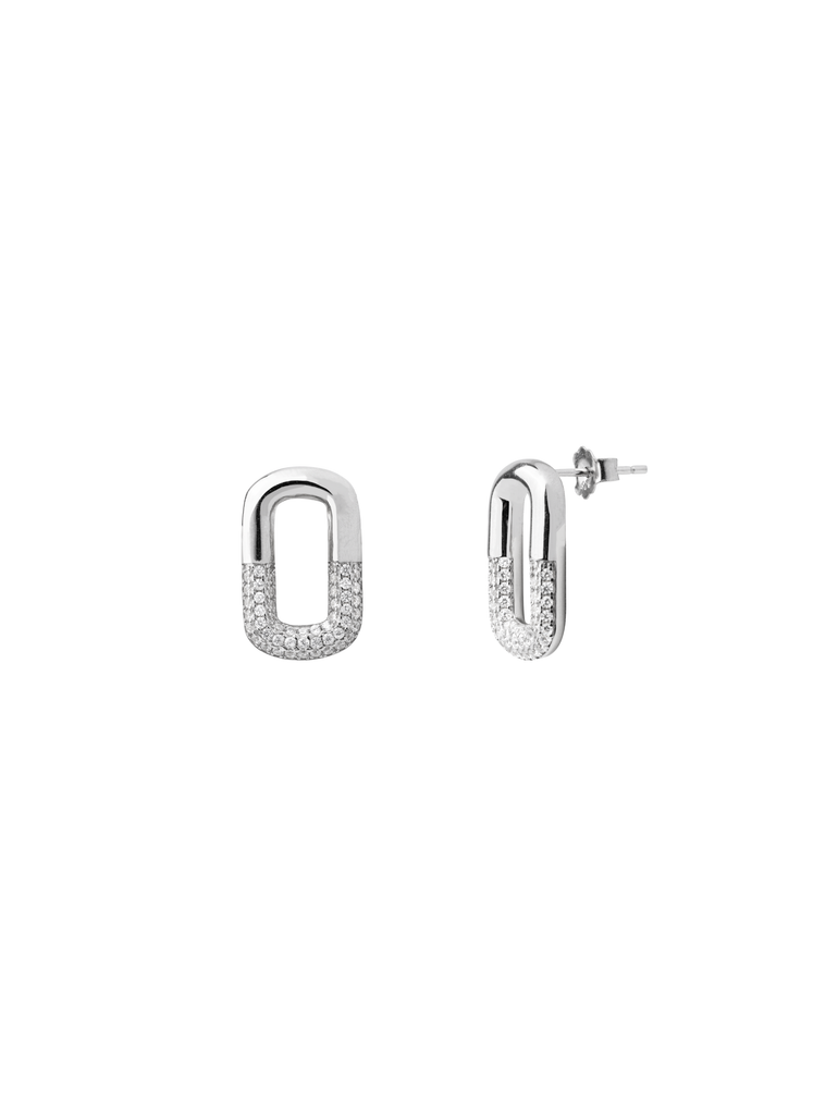Par Arete Eslabon Rectangular Mitad Zirconias