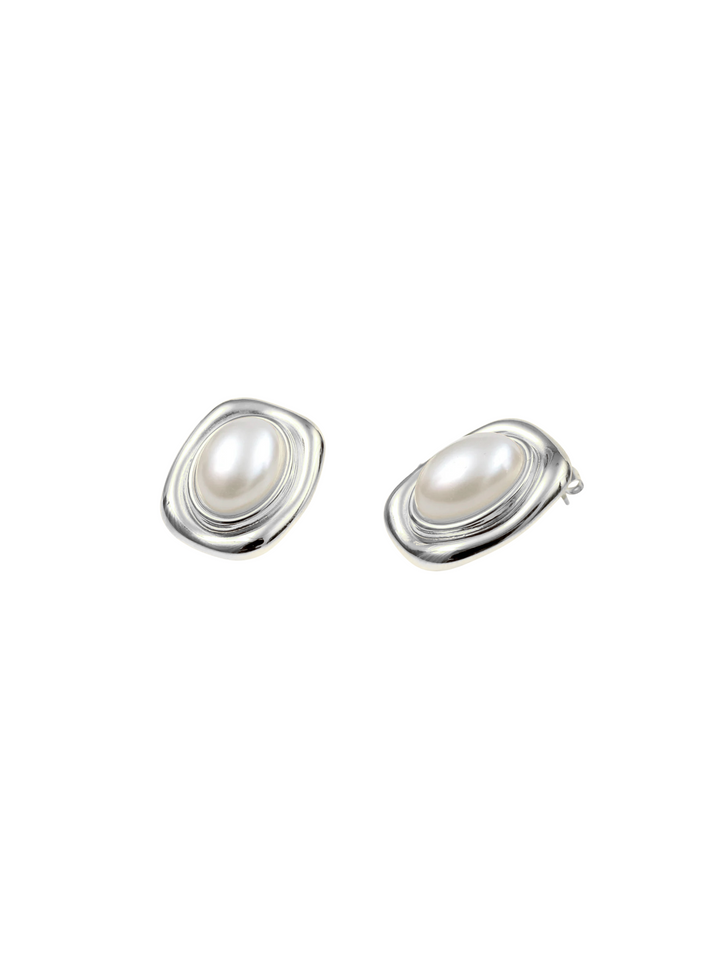 Par Arete Rectangular Con Perla