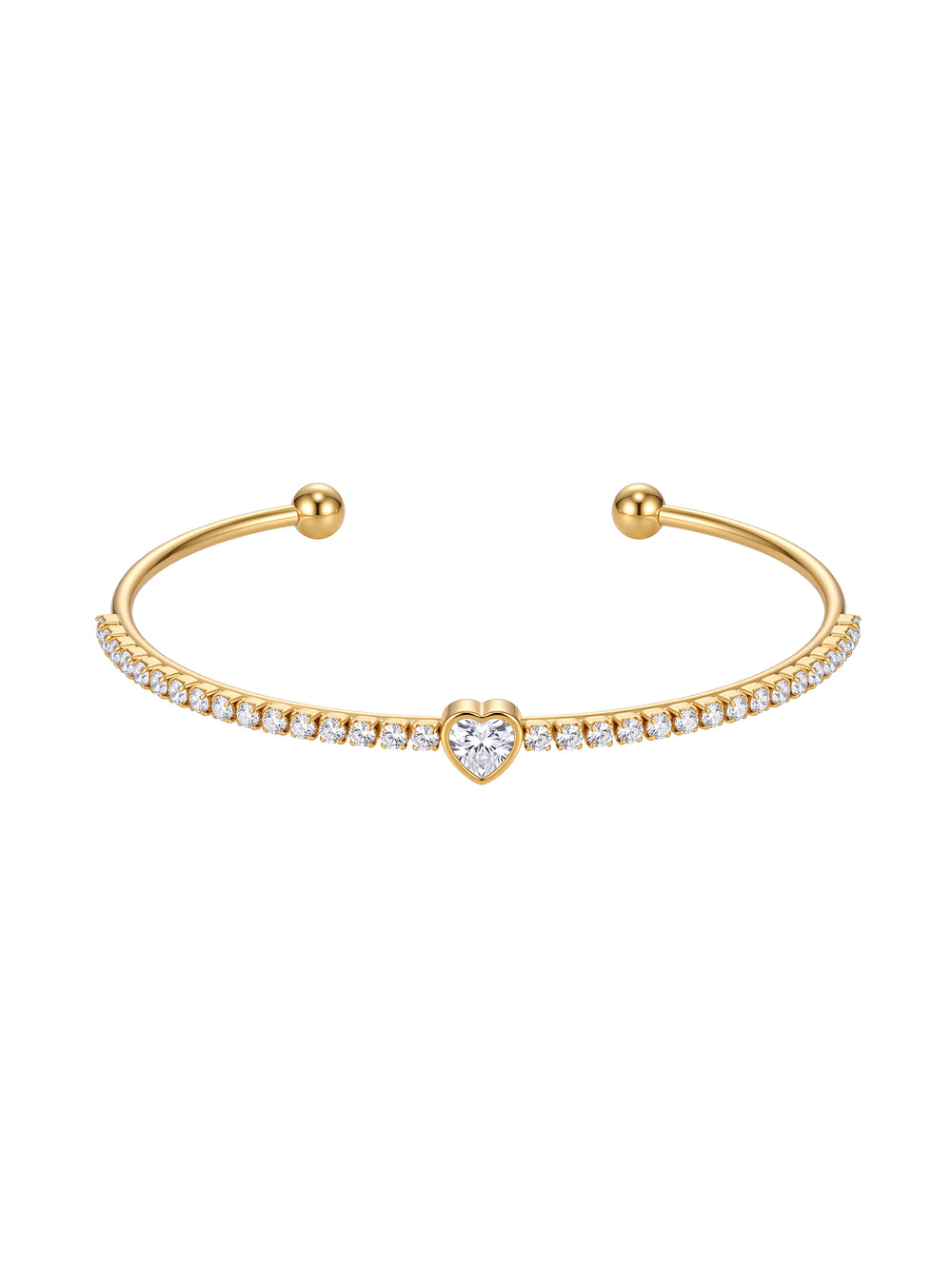 Brazalete Abierto Zirconias Y Corazon