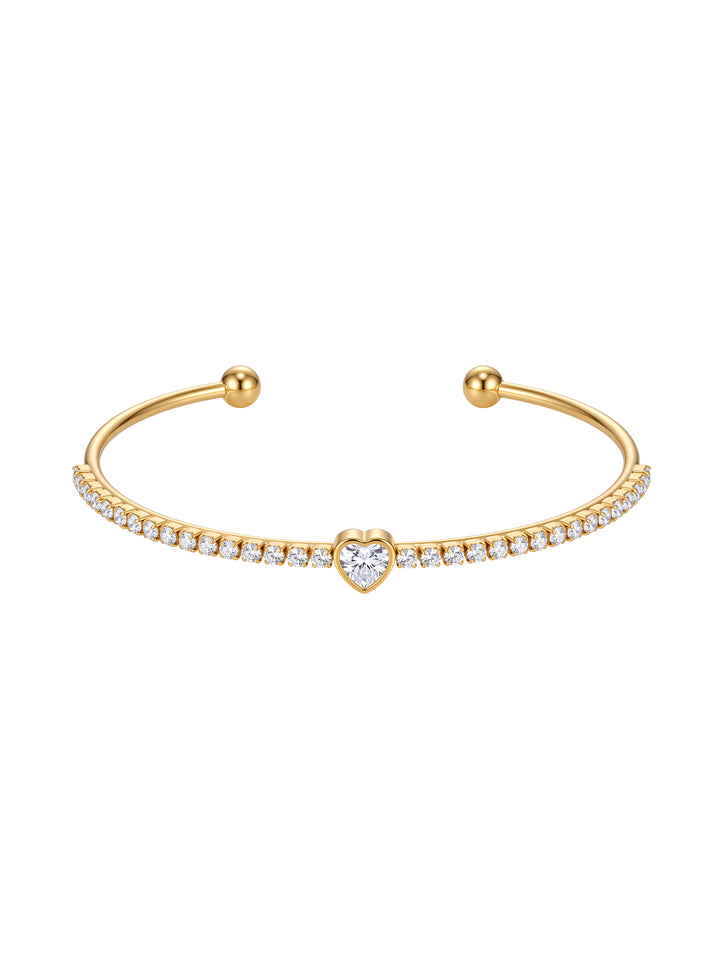 Brazalete Abierto Zirconias Y Corazon