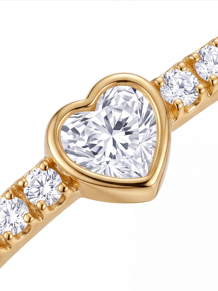 Brazalete Abierto Zirconias Y Corazon