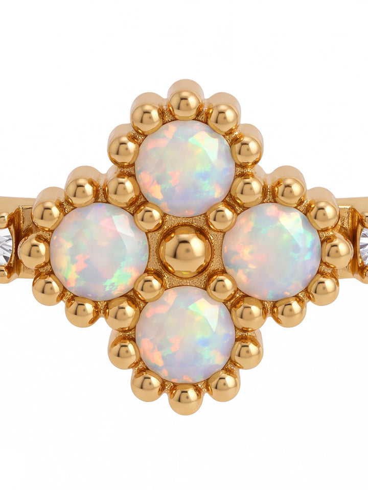 Brazalete Abierto Zirconias Y Trebol