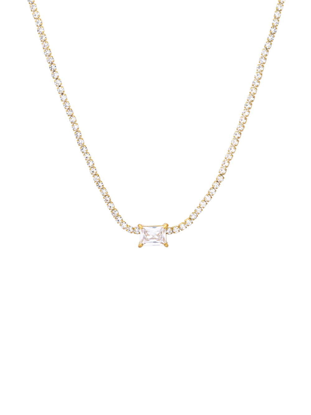 Collar Tennis Dije Zirconia Rectangular