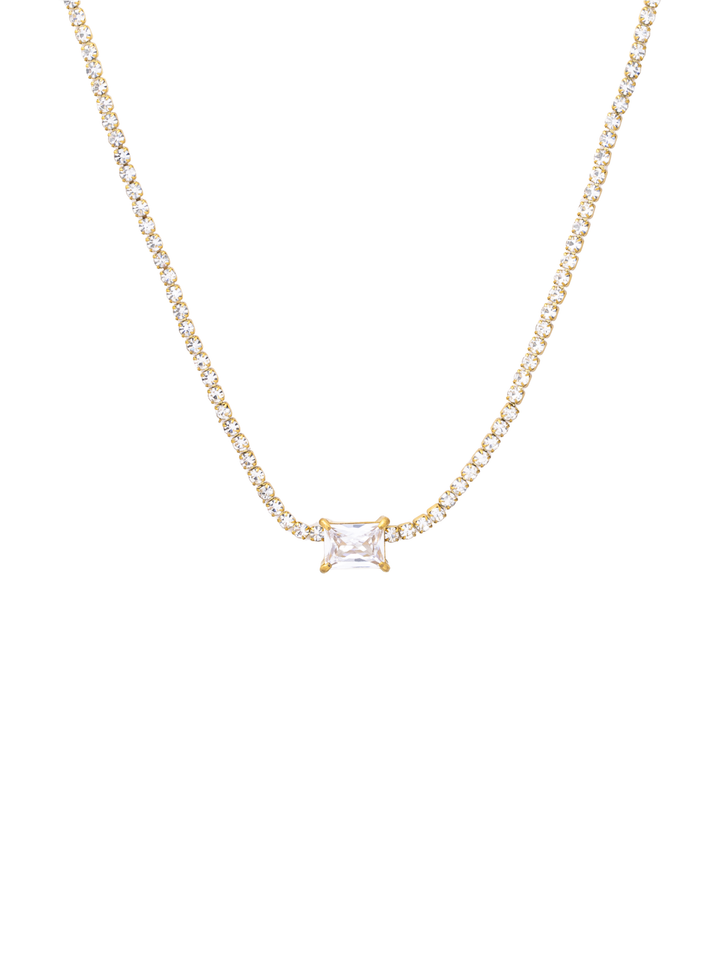 Collar Tennis Dije Zirconia Rectangular