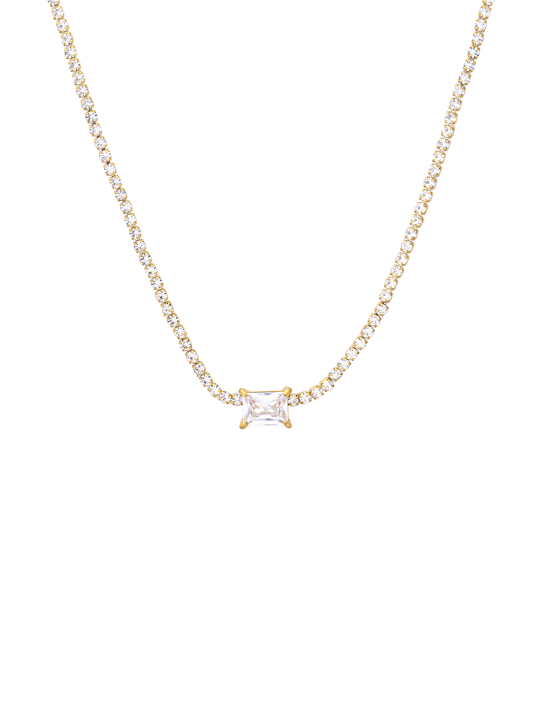 Collar Tennis Dije Zirconia Rectangular