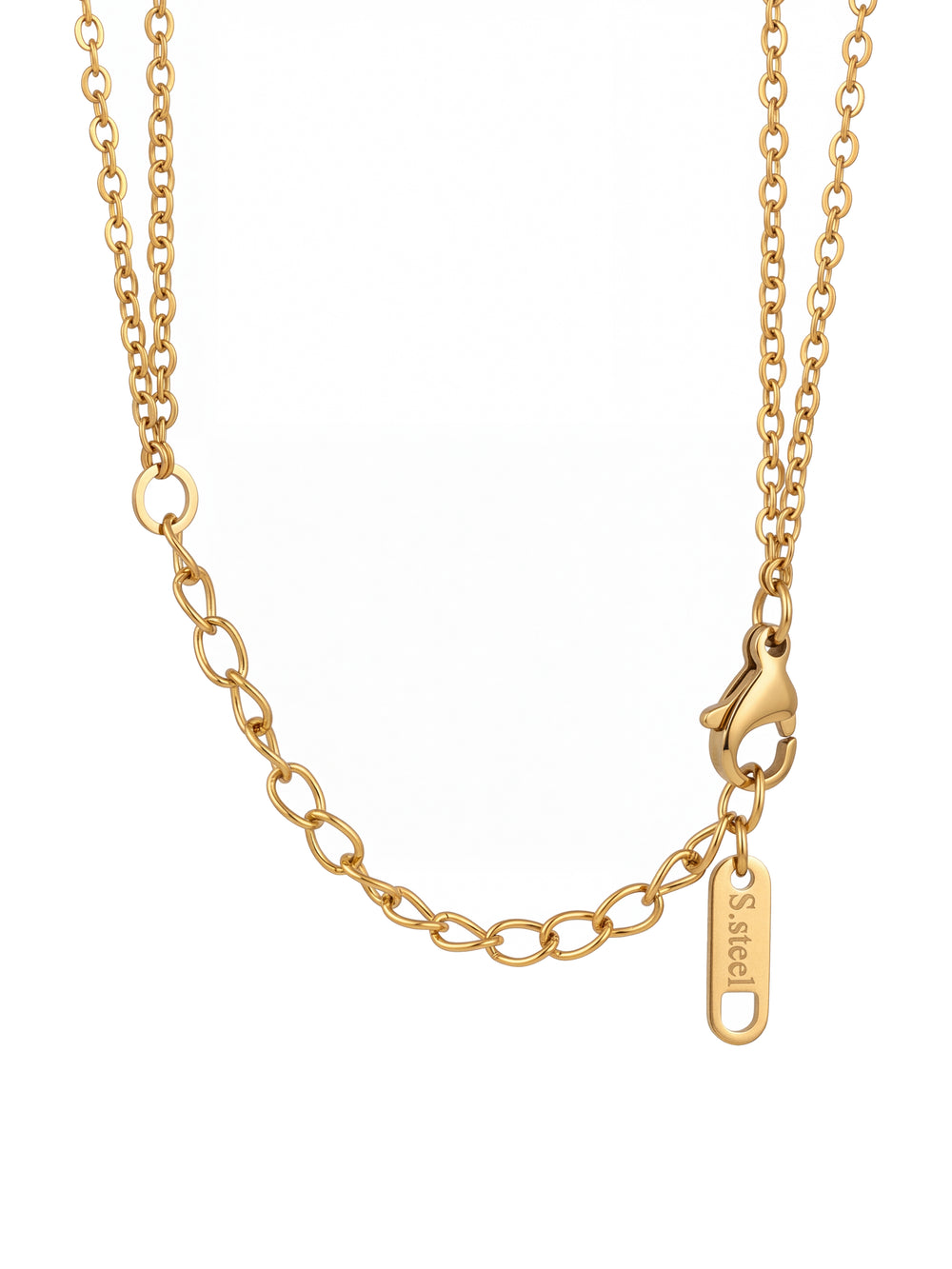 Collar Doble Con Dije Aro Liso