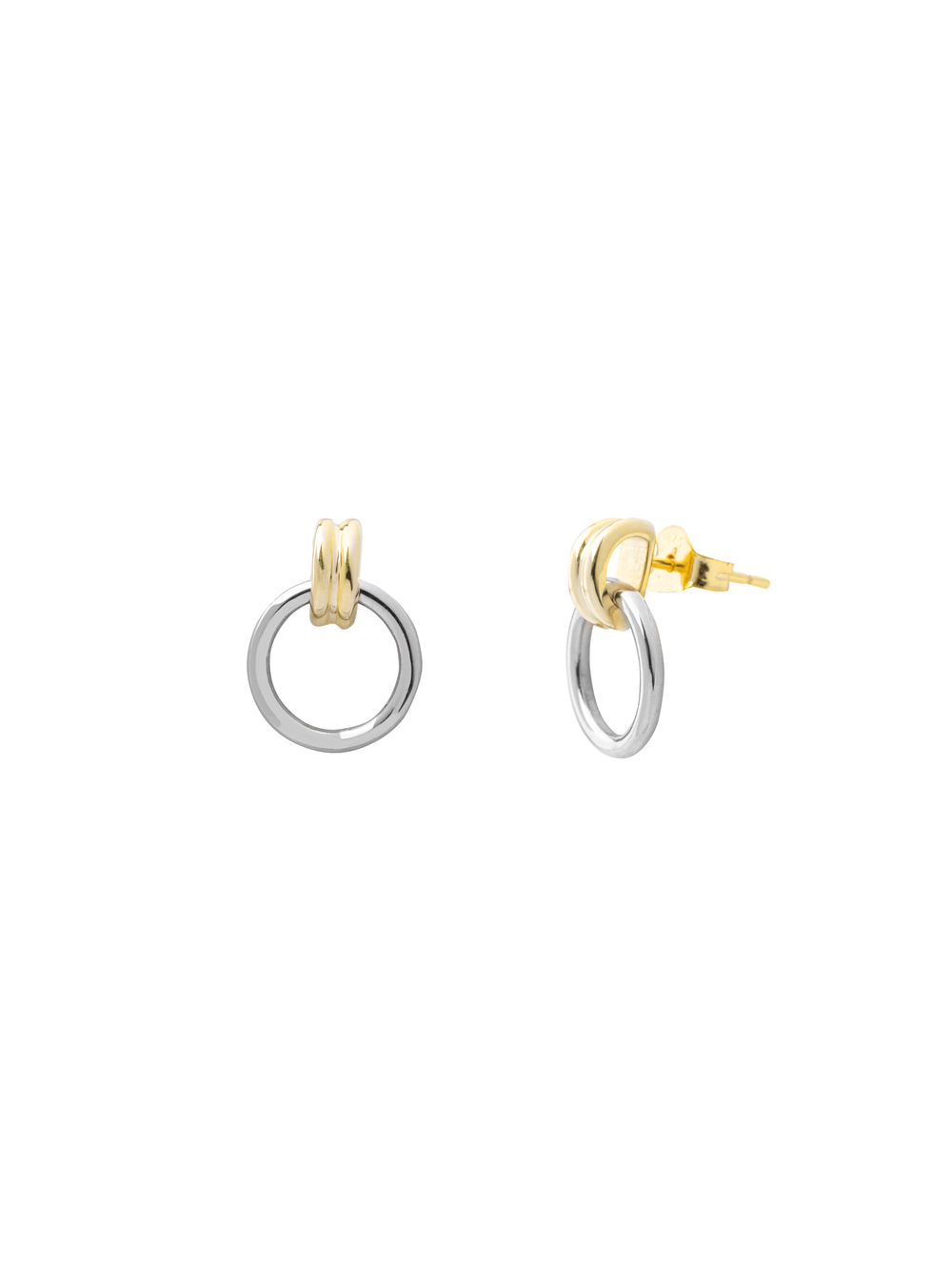 Par Arete Doble Linea Contorno Circulo Combinado