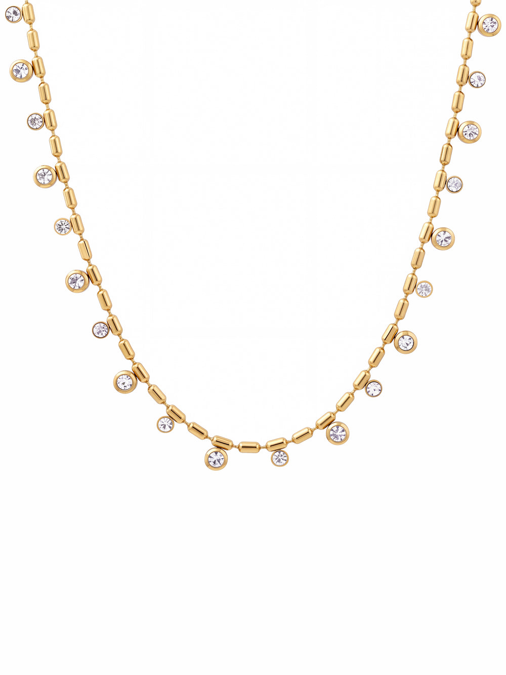 Collar Cilindros Con Zirconias Colgantes