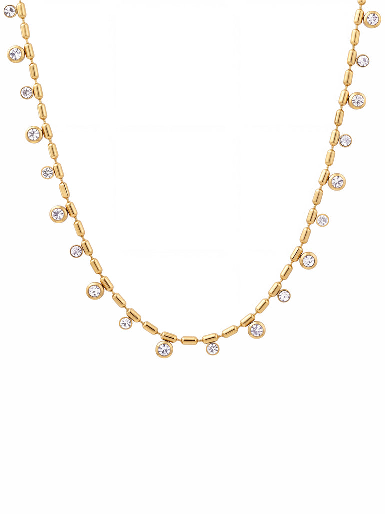Collar Cilindros Con Zirconias Colgantes