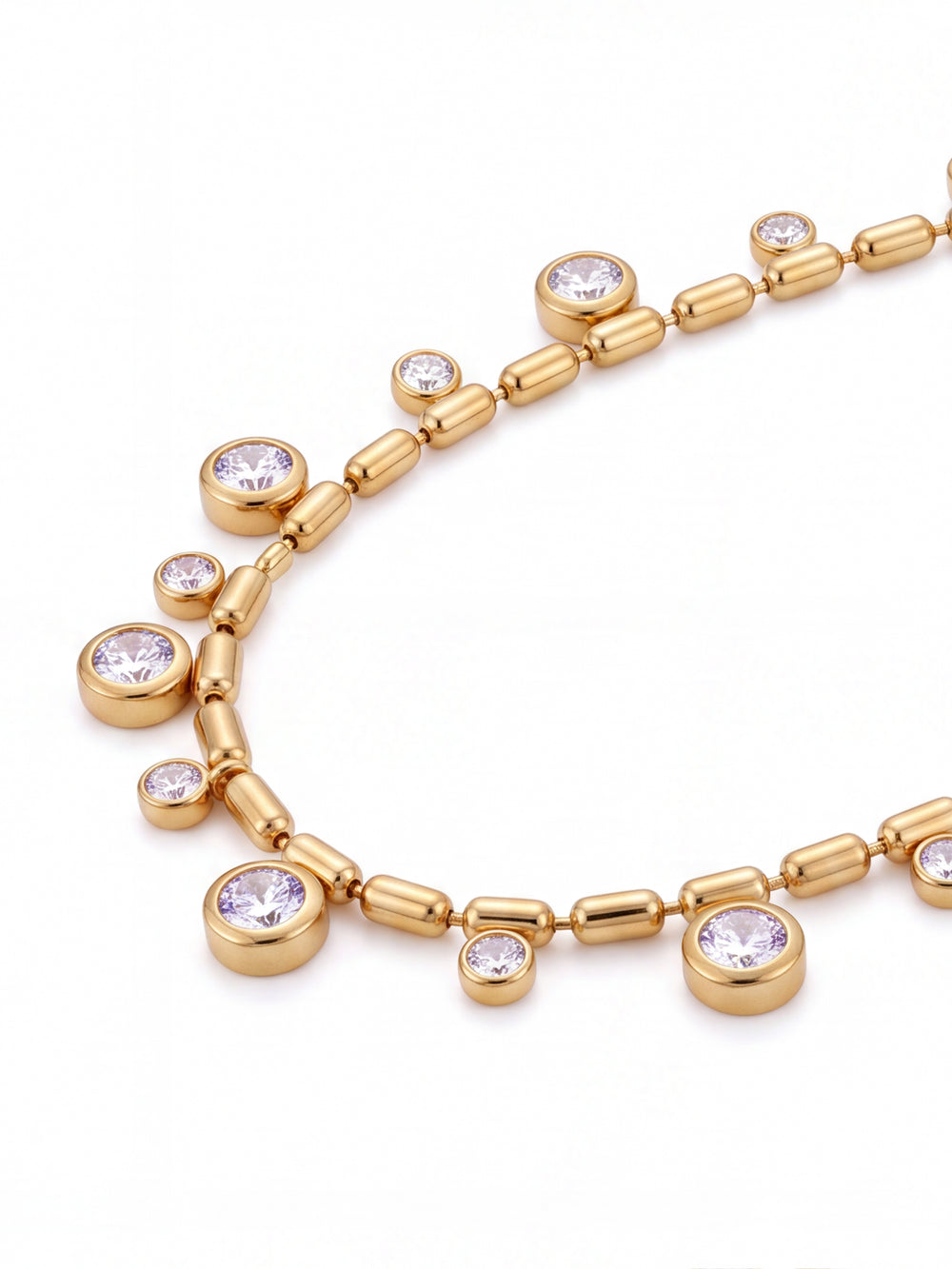 Collar Cilindros Con Zirconias Colgantes