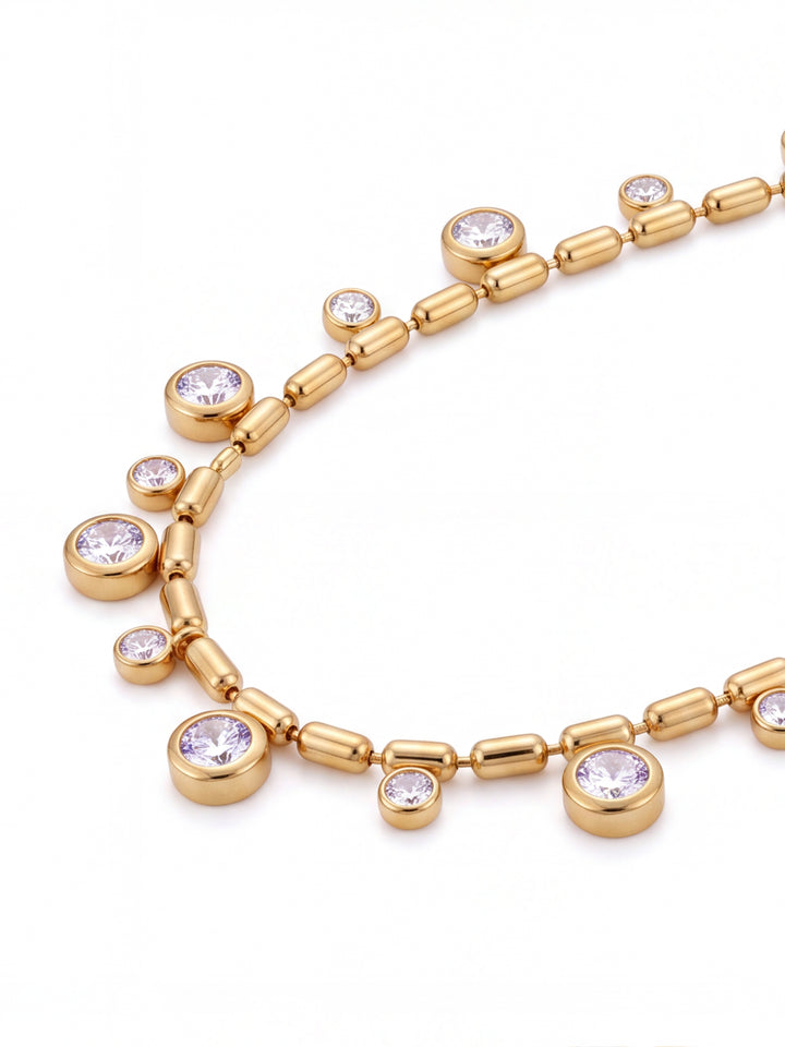Collar Cilindros Con Zirconias Colgantes
