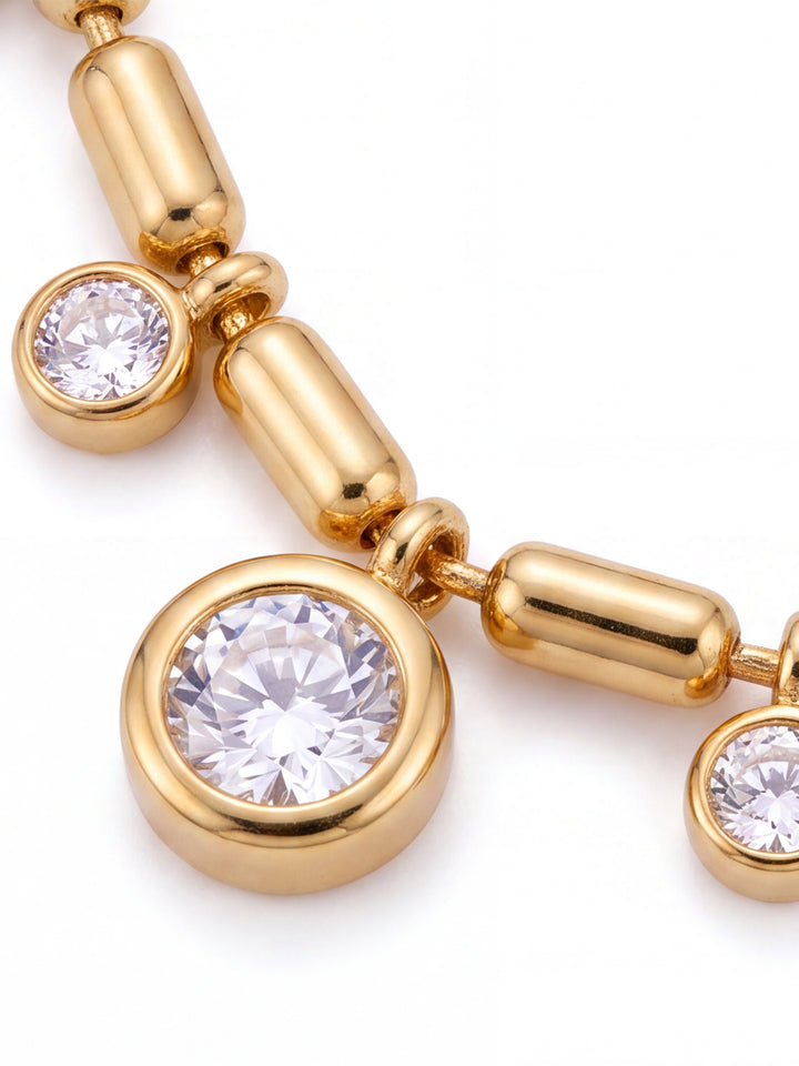 Collar Cilindros Con Zirconias Colgantes