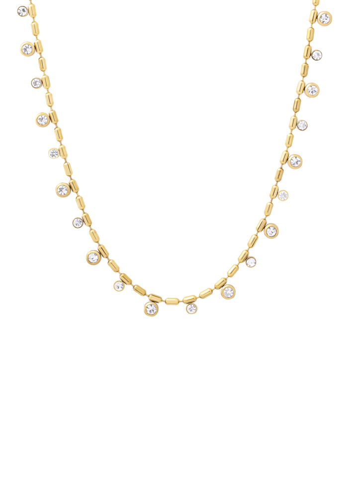 Collar Cilindros Con Zirconias Colgantes