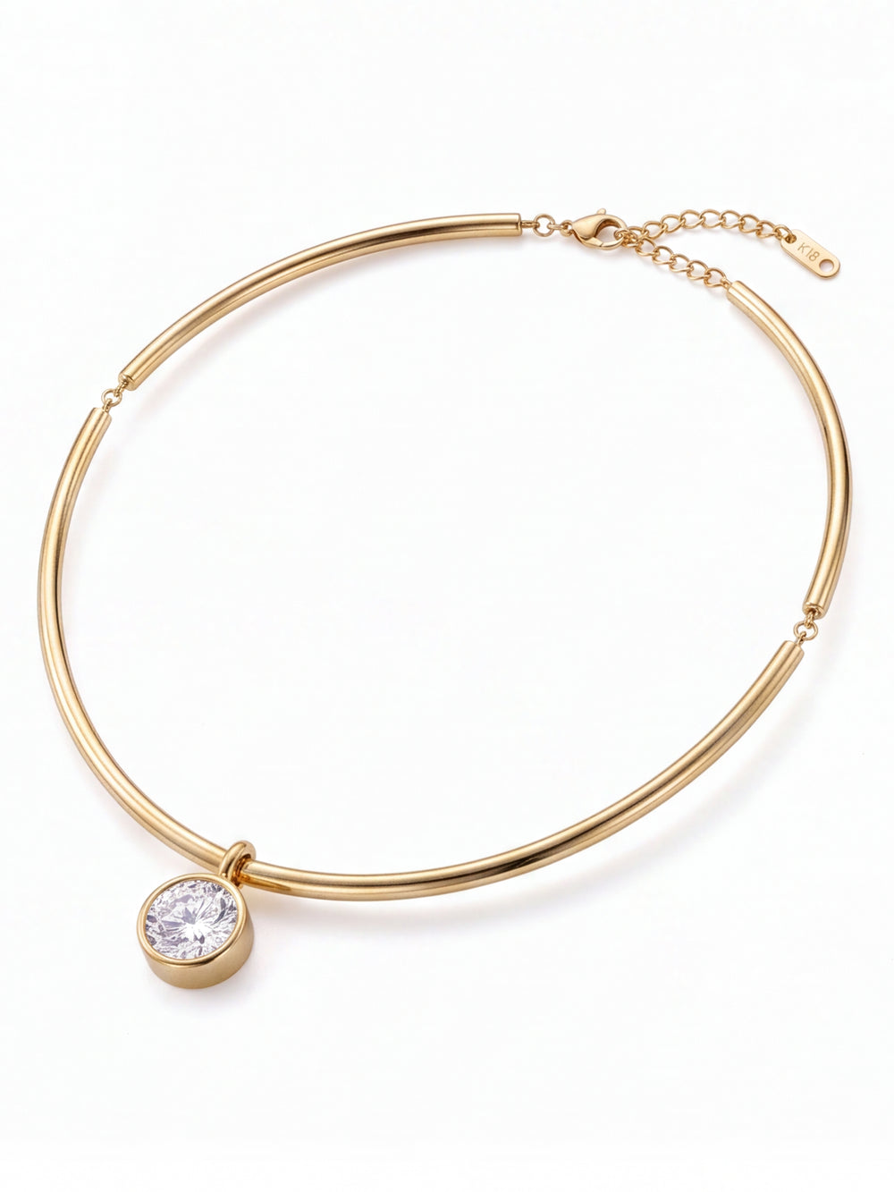 Choker Rigido Dije Zirconia Redonda