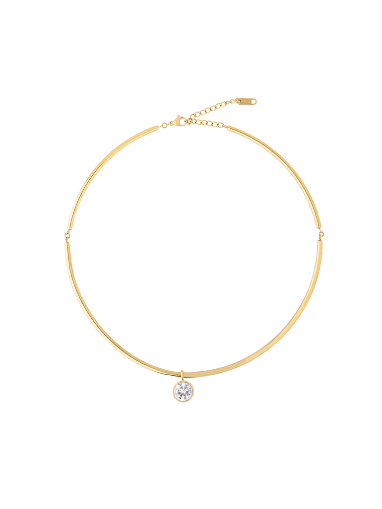 Choker Rigido Dije Zirconia Redonda