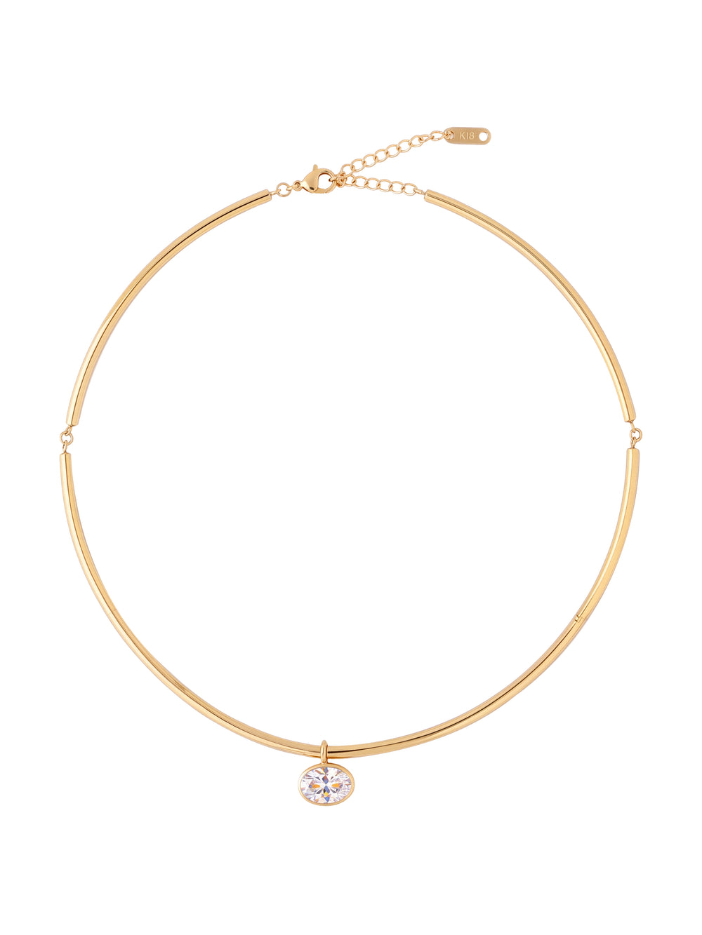 Choker Rigido Dije Zirconia Ovalada
