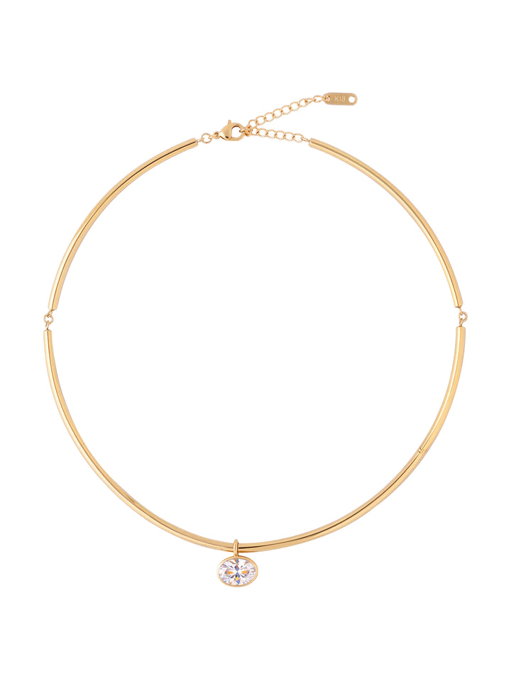 Choker Rigido Dije Zirconia Ovalada