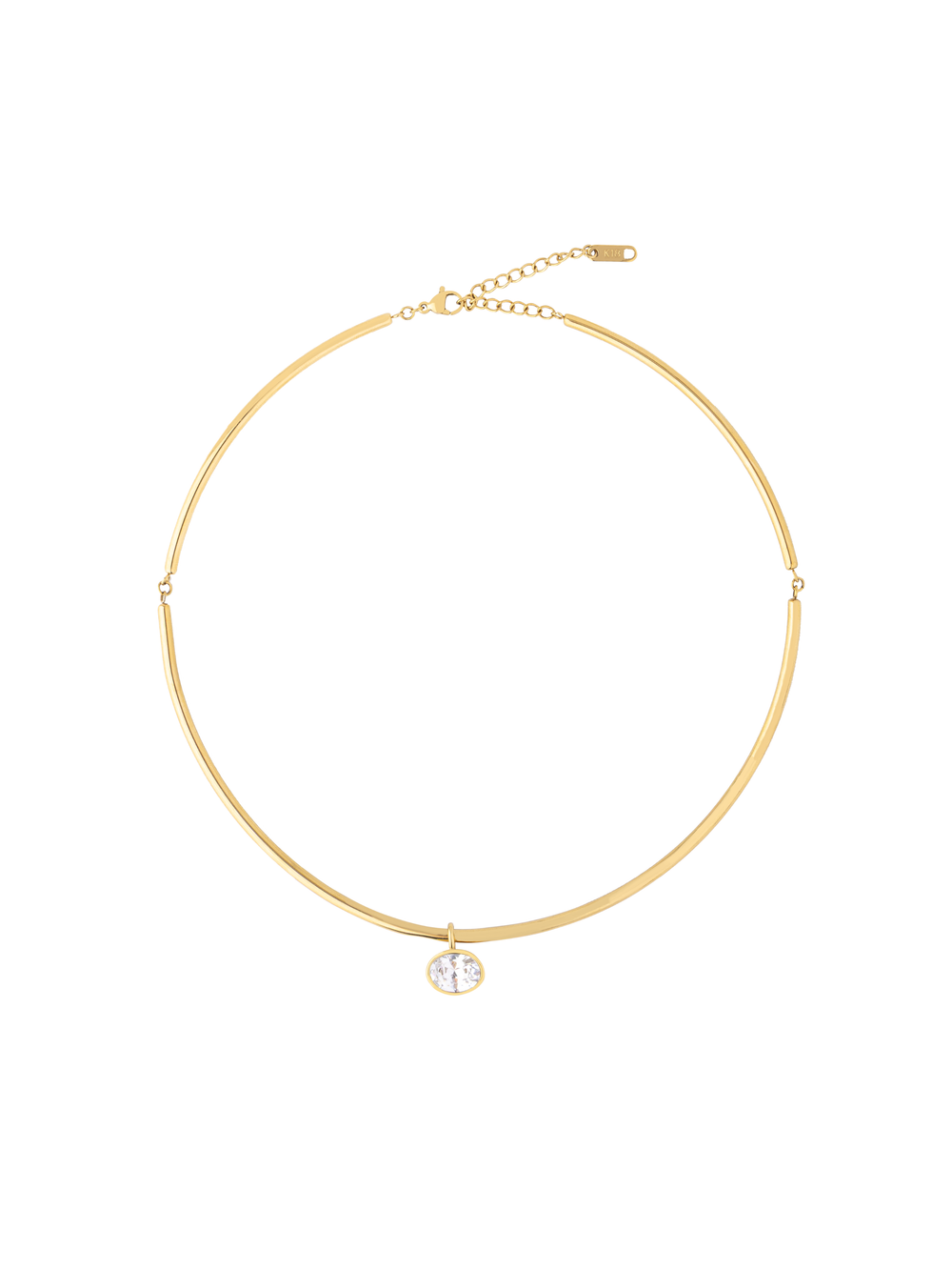 Choker Rigido Dije Zirconia Ovalada