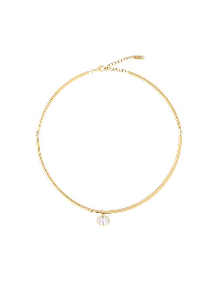 Choker Rigido Dije Zirconia Ovalada