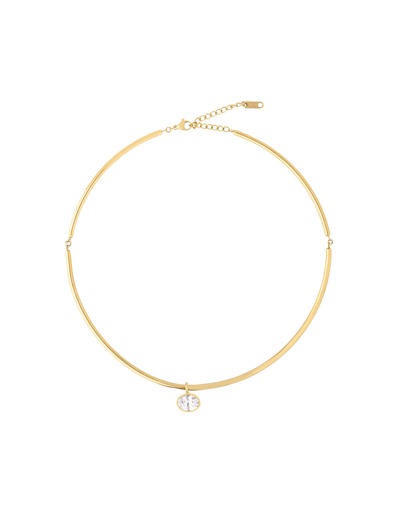 Choker Rigido Dije Zirconia Ovalada