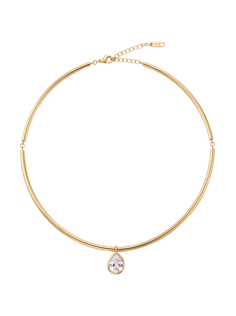 Choker Rigido Dije Zirconia Gota